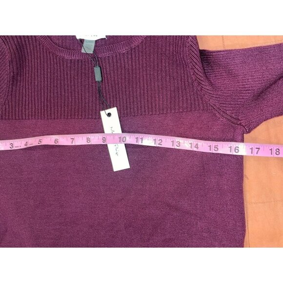 NWT Melissa Paige Purple Ribbed Knit Long Sleeve Pullover Sweater Women's Size P - Picture 6 of 9
